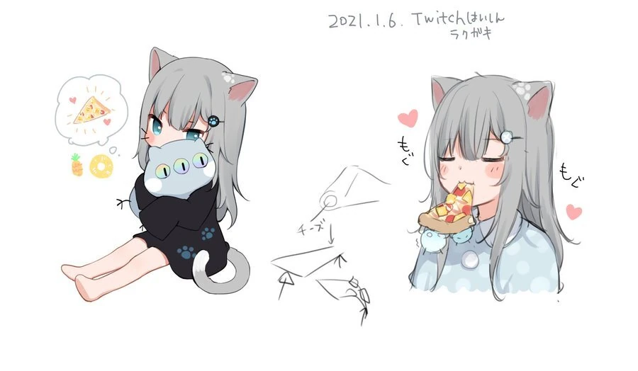 Nachoneko Eating Pizza