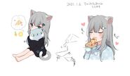 Nachoneko Eating Pizza
