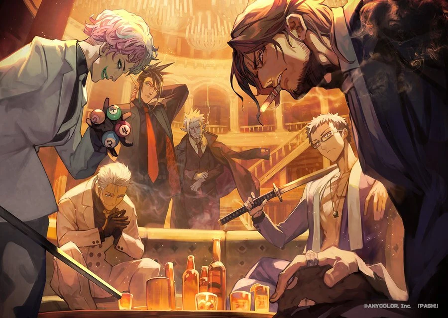 Nijisanji x PASH Collaboration Mafia-Style Illustration<br>by lack