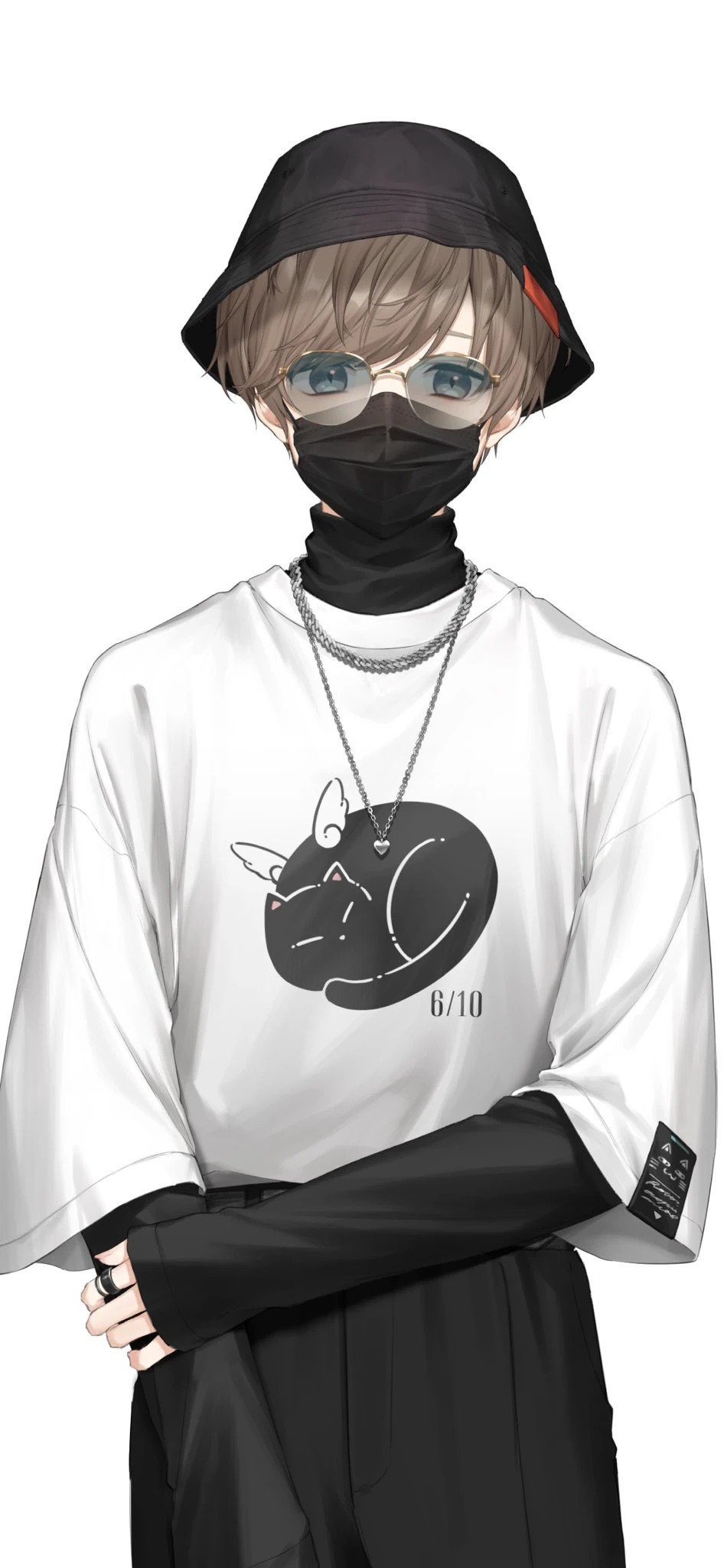 Secret-Style Private Outfit with glasses, hat, and mask