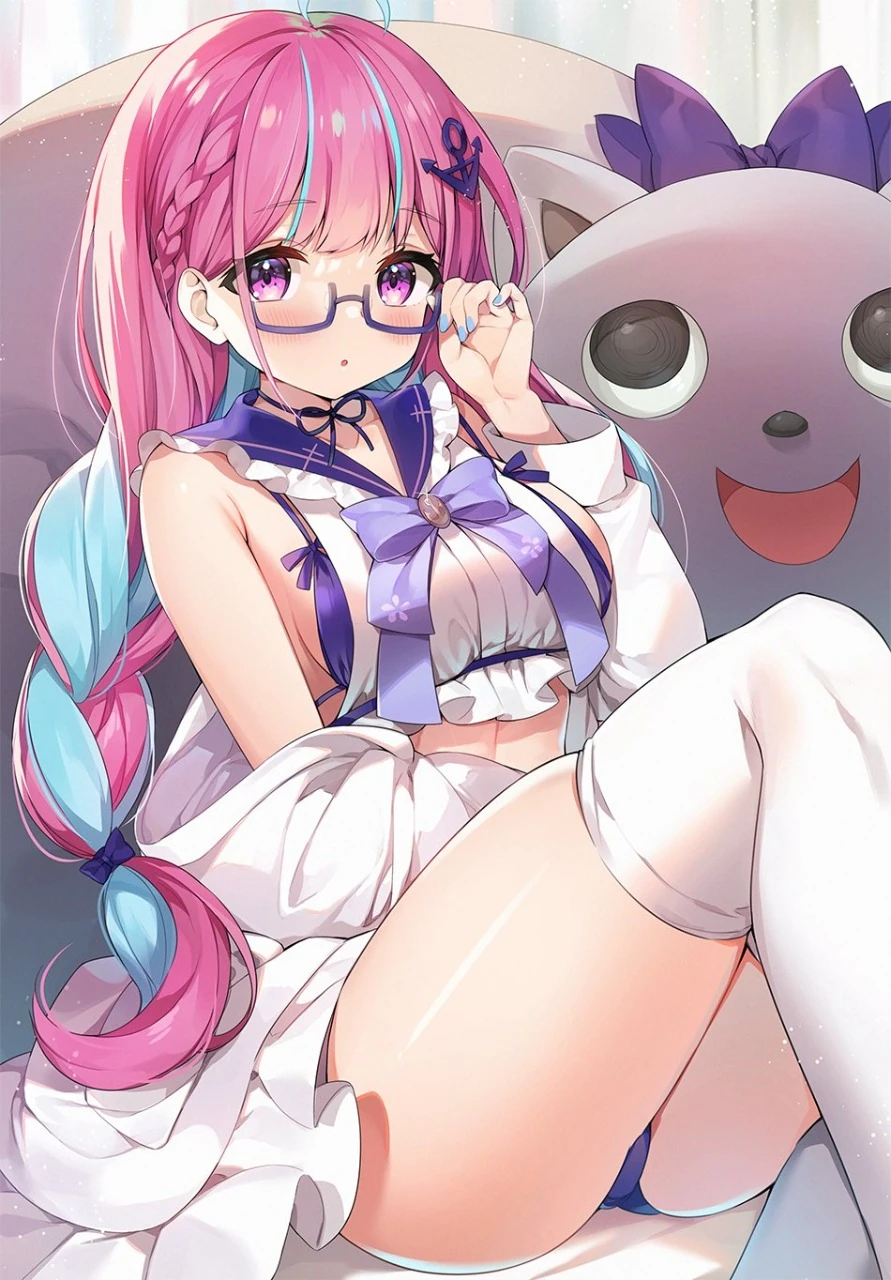 Minato Aqua wearing Glasses