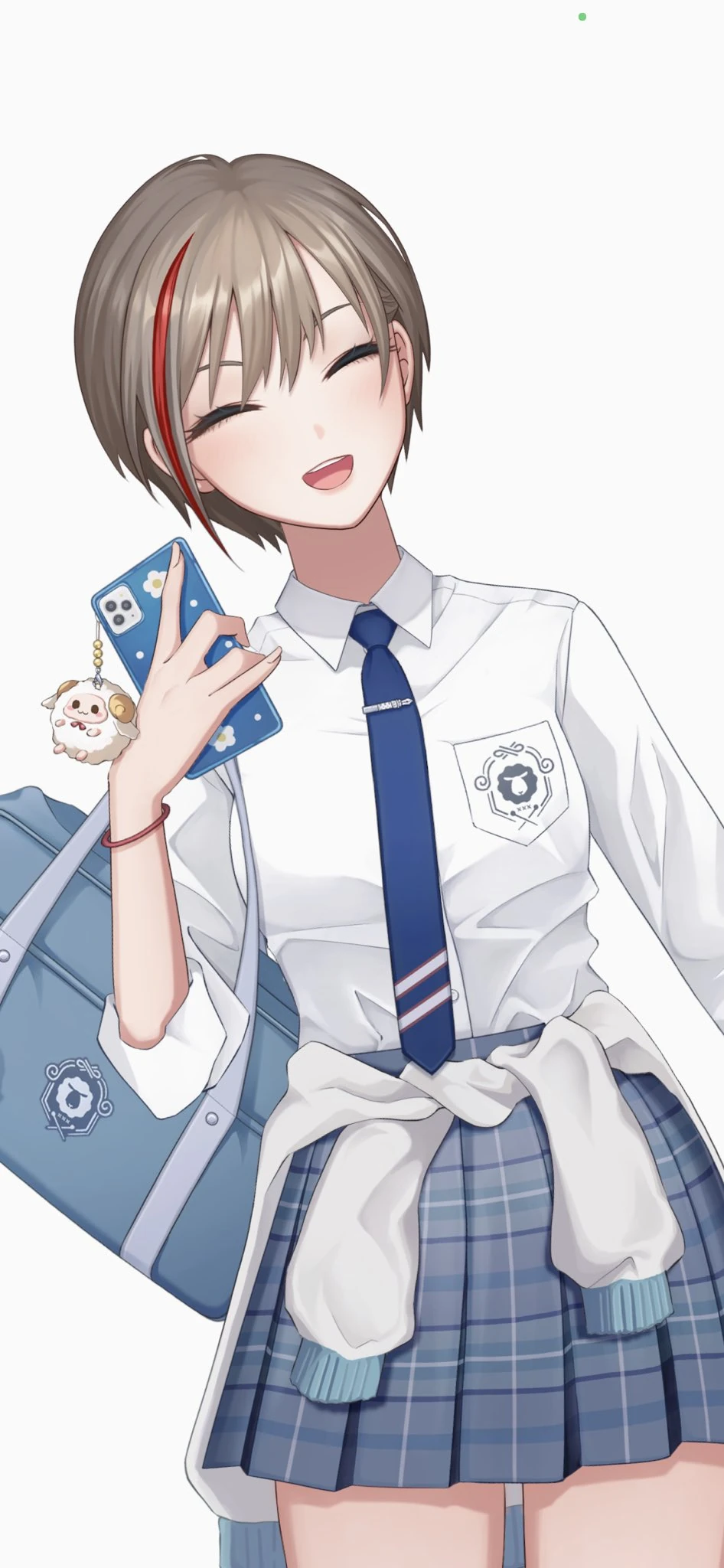 School Uniform With Short Hairstyle and Hoodie Tied Around Waist