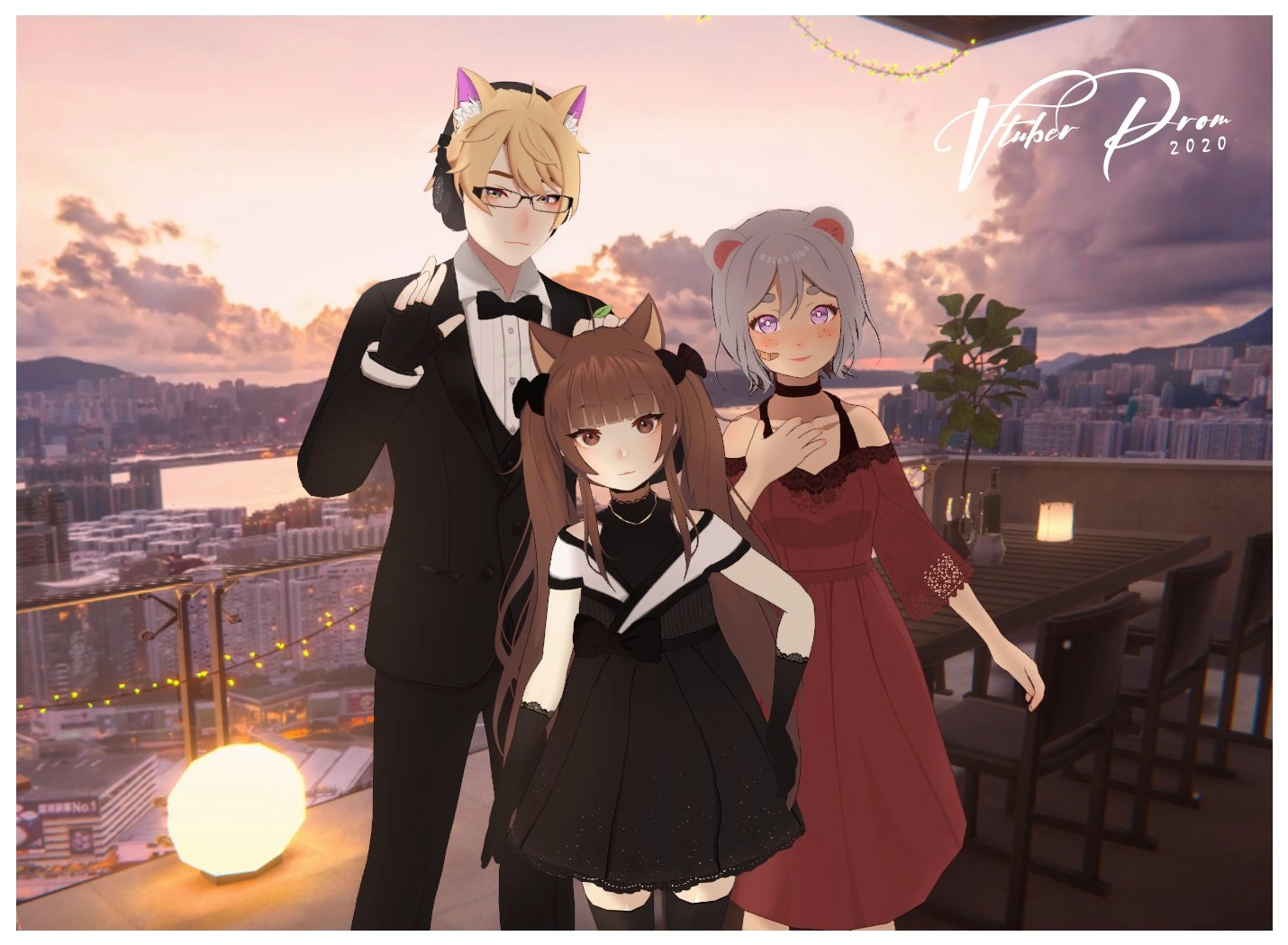 Tipanya ,Teru and Lamork in vtuber prom 2020<br/>(by Terupancake)