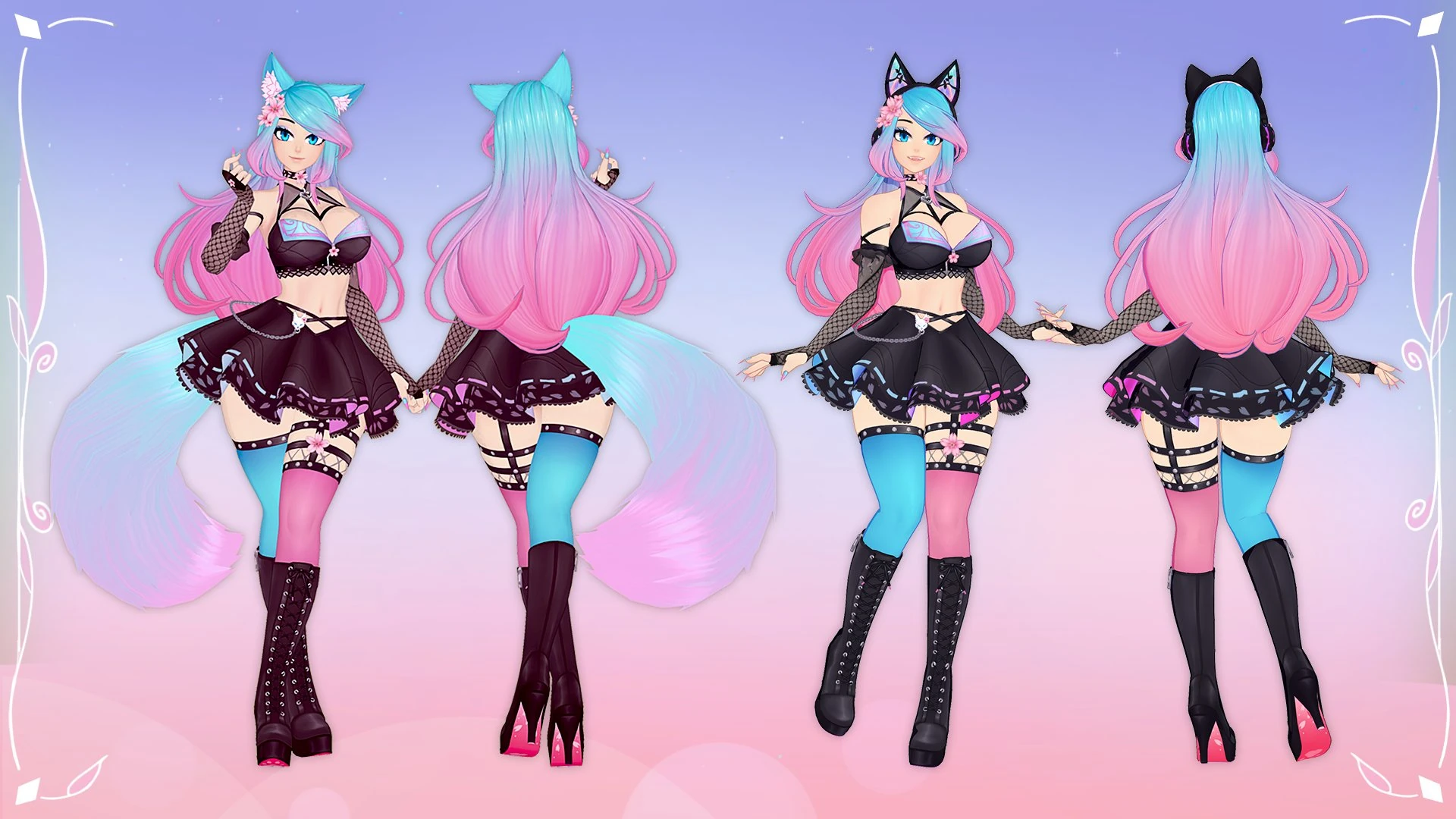 Full body reference sheet for Silvervale's new Vshojo model in its original outfit. by jjinomu