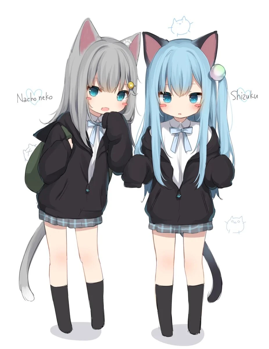 Tiny Nachoneko and Shizuku