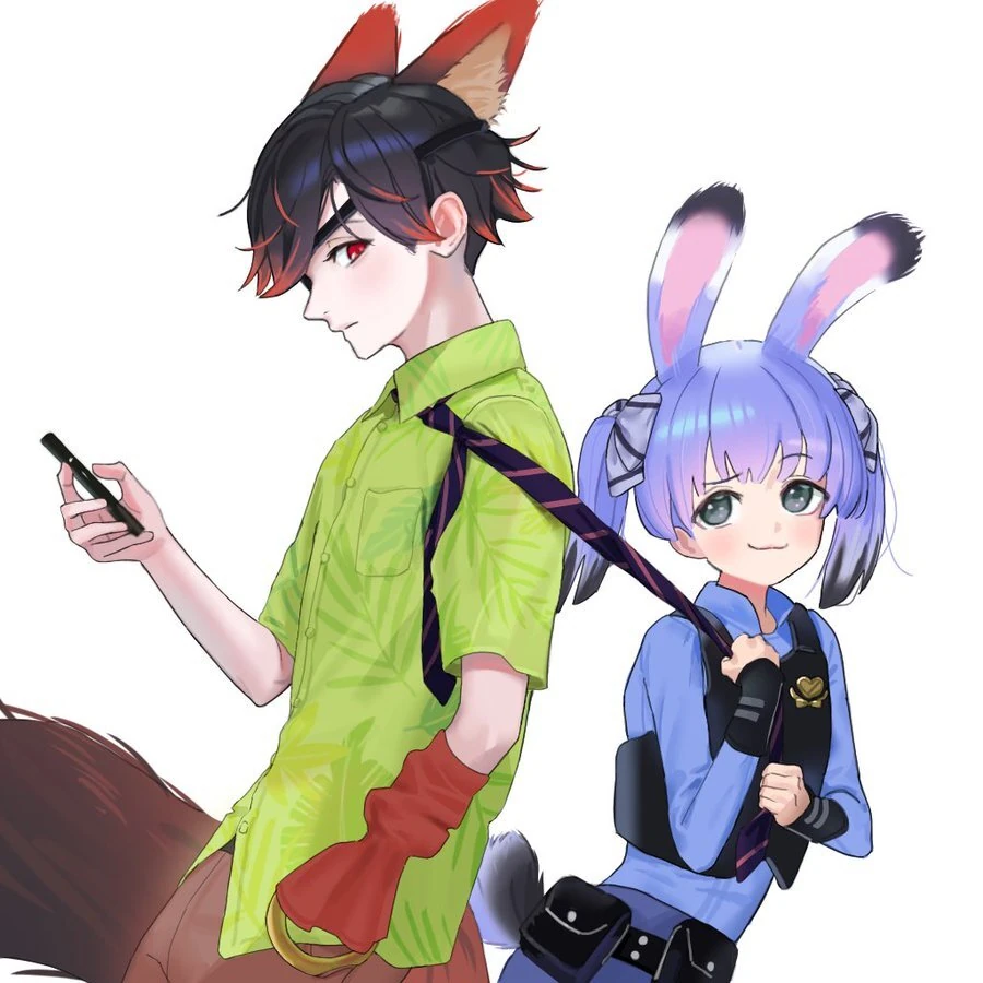 Toya and Chihiro as Nick and Judy from Zootopia<br>by 🍼