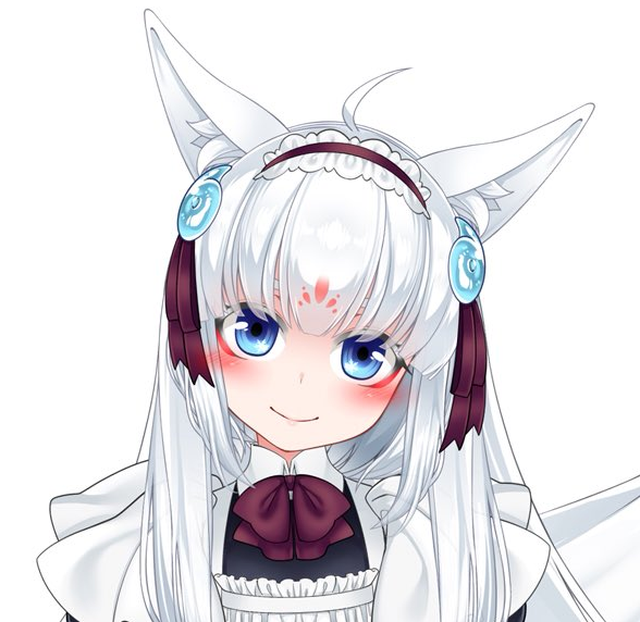 pointy ears, red eyes, blue skin, antlers, anime, pr