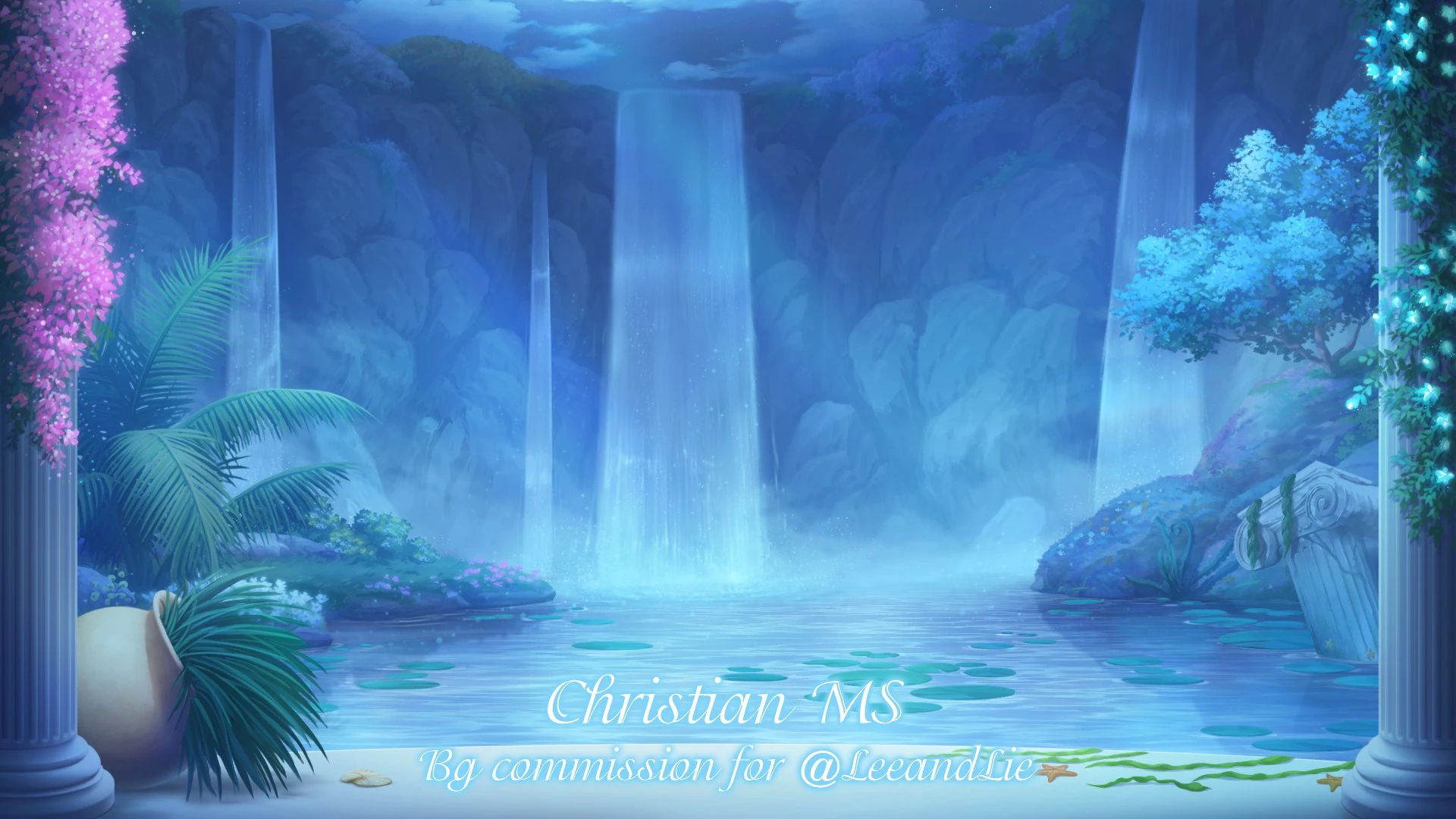 Waterfall Background (Night Version) by Christian Mason