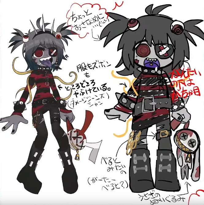 "Punk ZonBko" Concept Art by Ethan (left) and ZonBko (right)