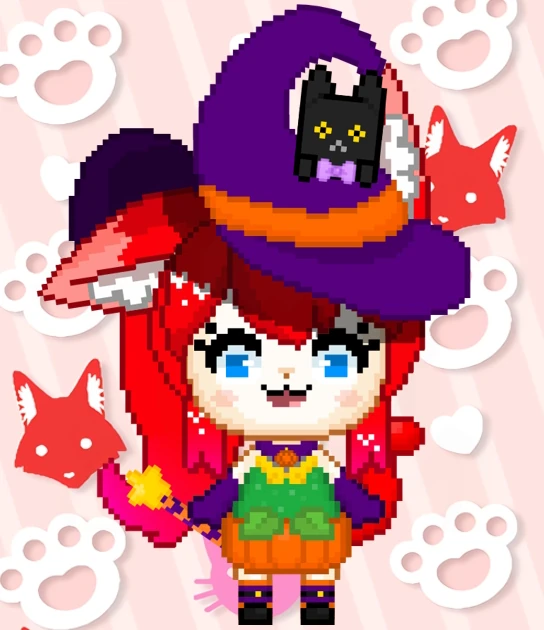 Mini Pixel Pumpkin witch