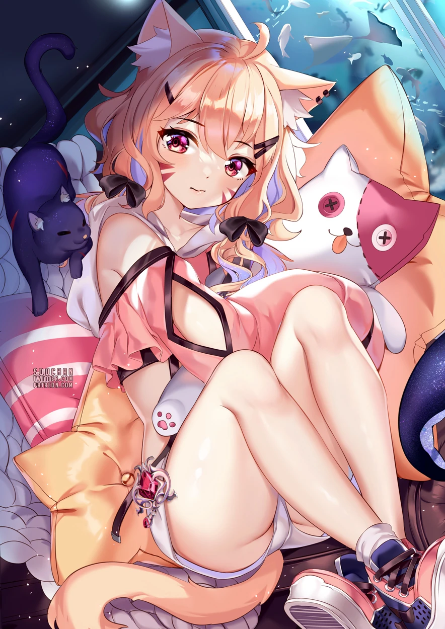 Shyrei hugging pillows