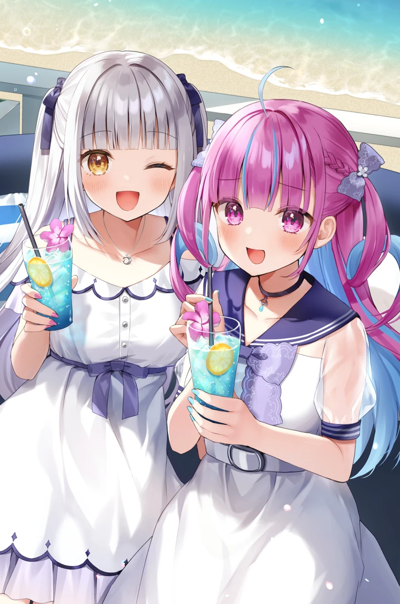 Kagura Mea and Minato Aqua by Momoshiki