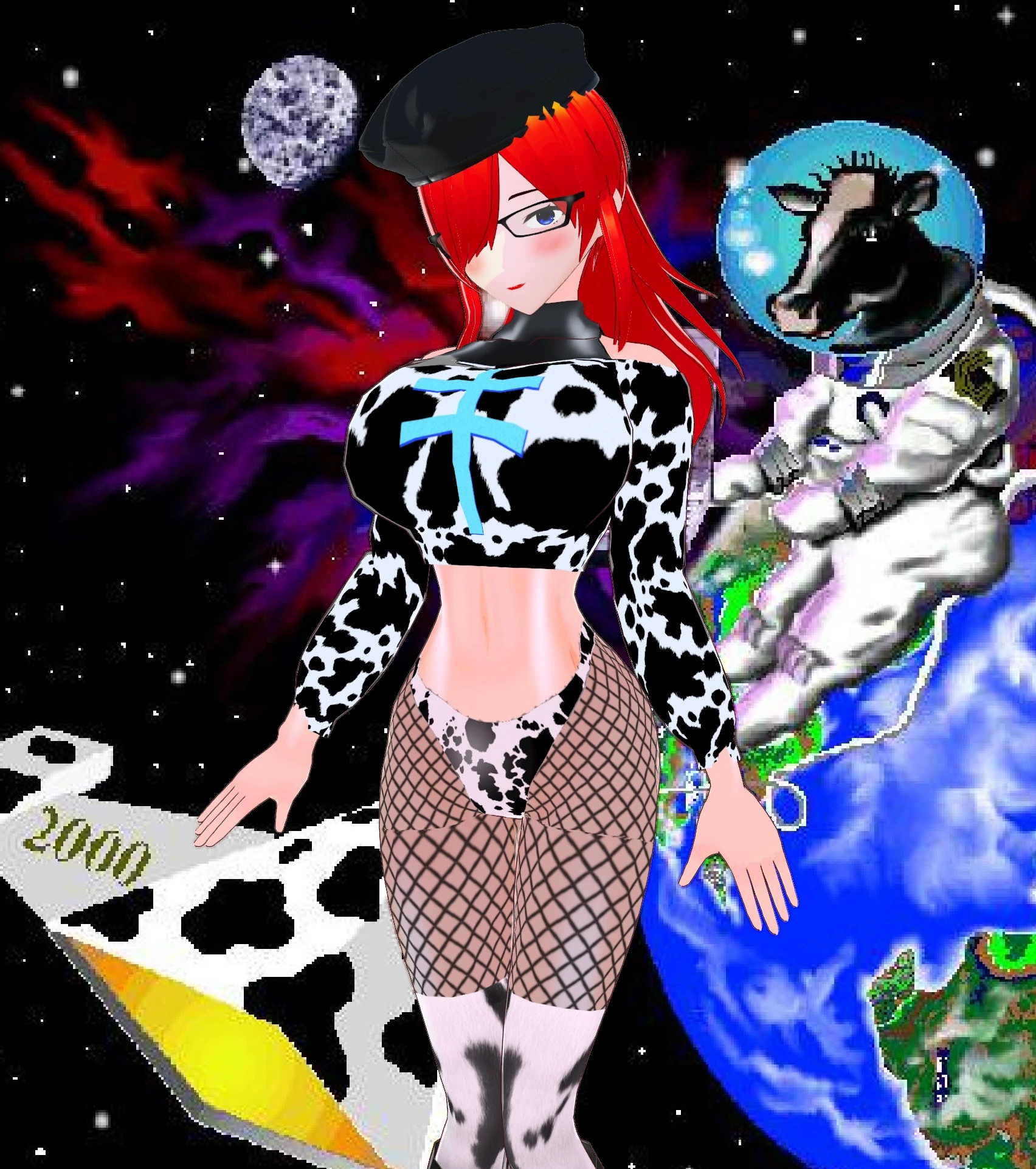 Fishnet Attire (Cowprint)
