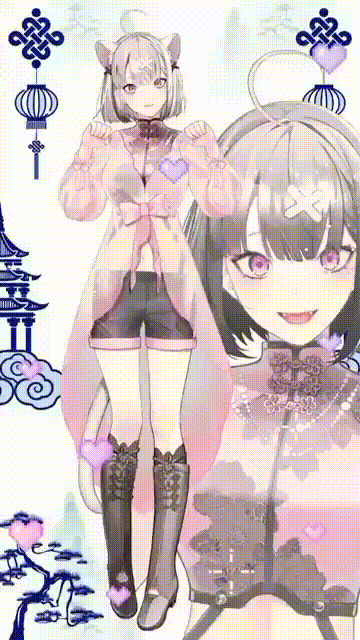 Casual China-Style Outfit with Cat Ears and Tail by Shinobu Takayama