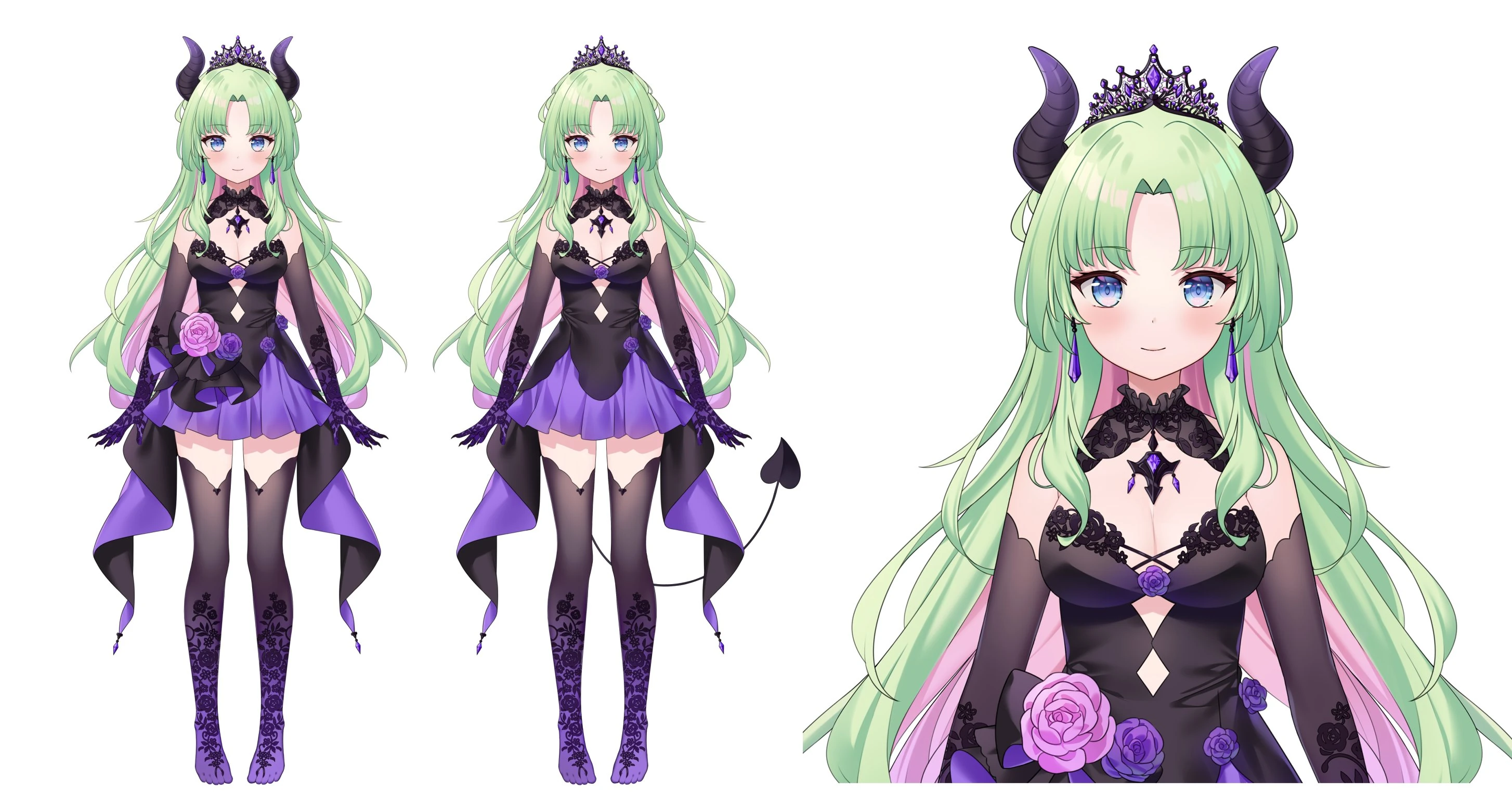 [https://x.com/AiriViridis/status/1829647866232492068 Second outfit Full Body with and without horns]