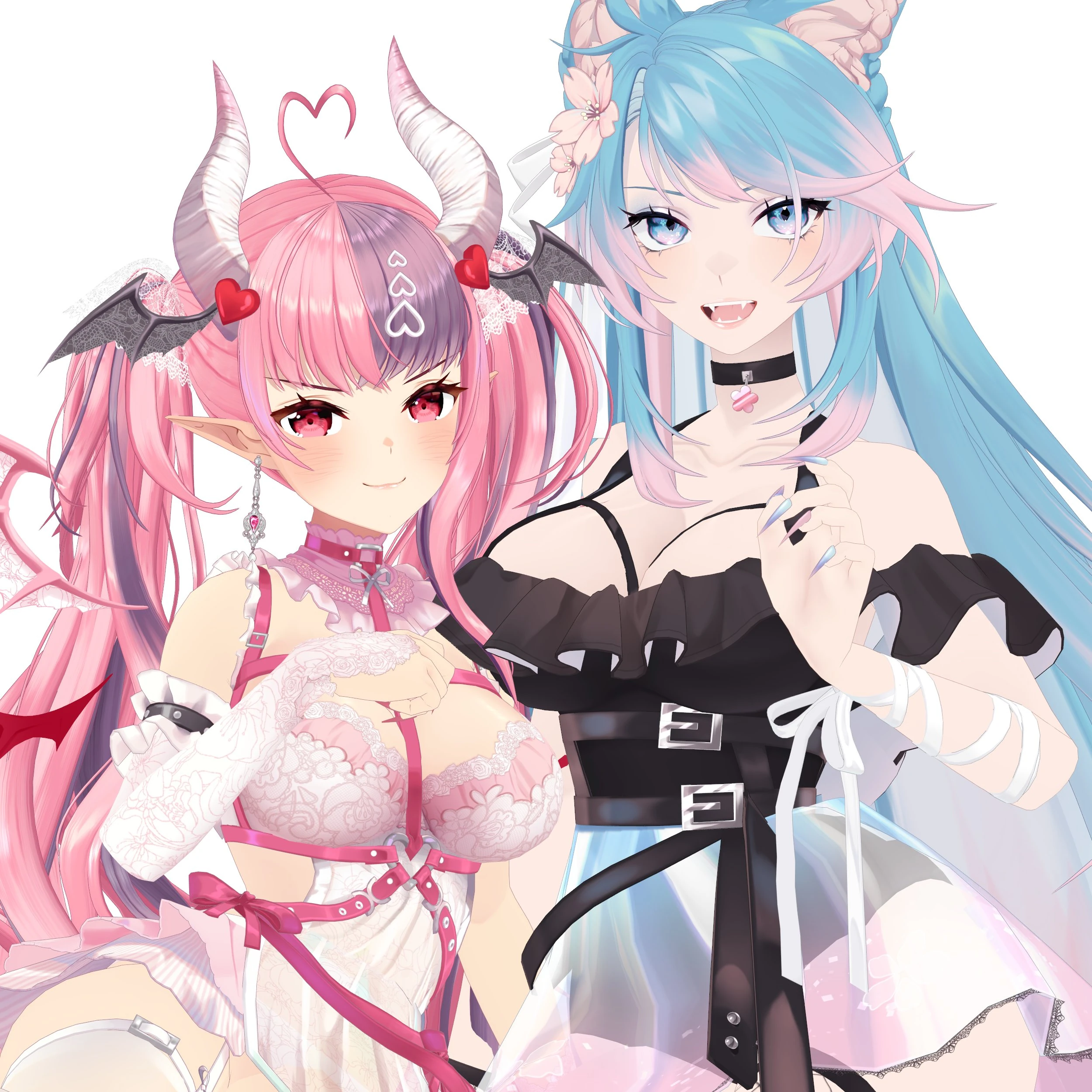 Sisters Silvervale and Ironmouse by jjinomu