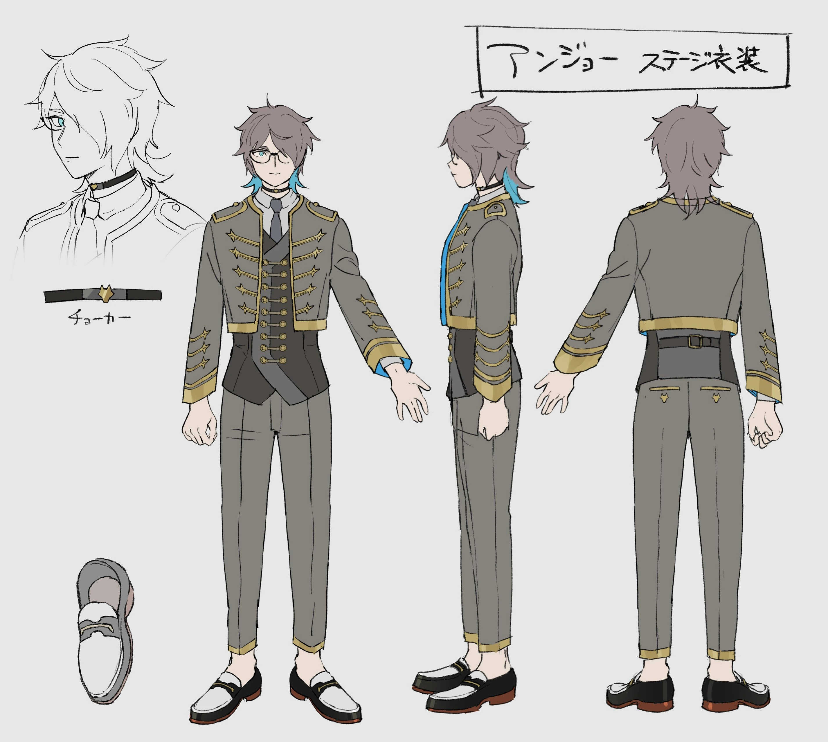 Anjo's live costume reference sheet (by [https://twitter.com/akka_1172 akka])