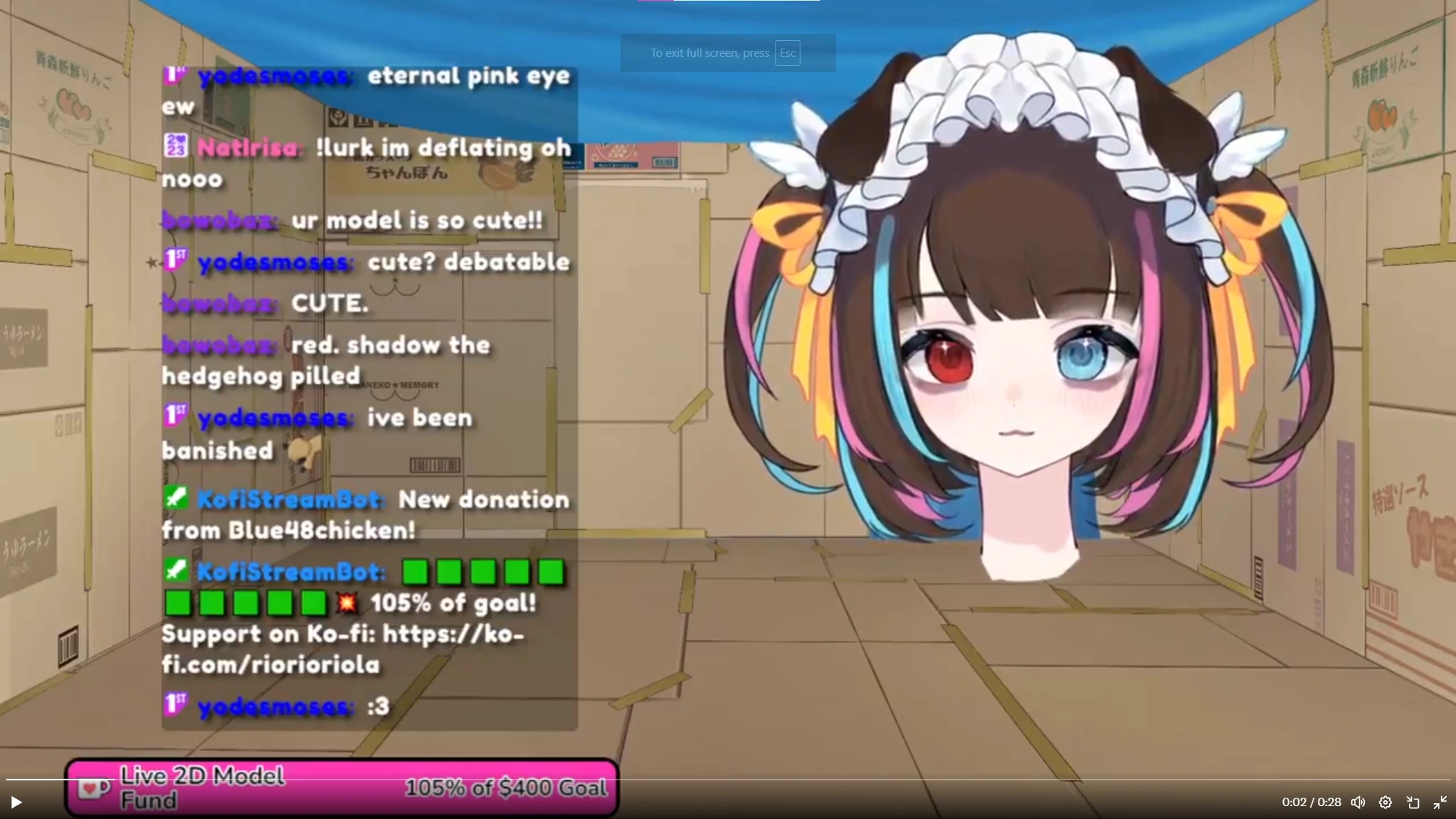 Riola reacting to her dono goal being reached 2024