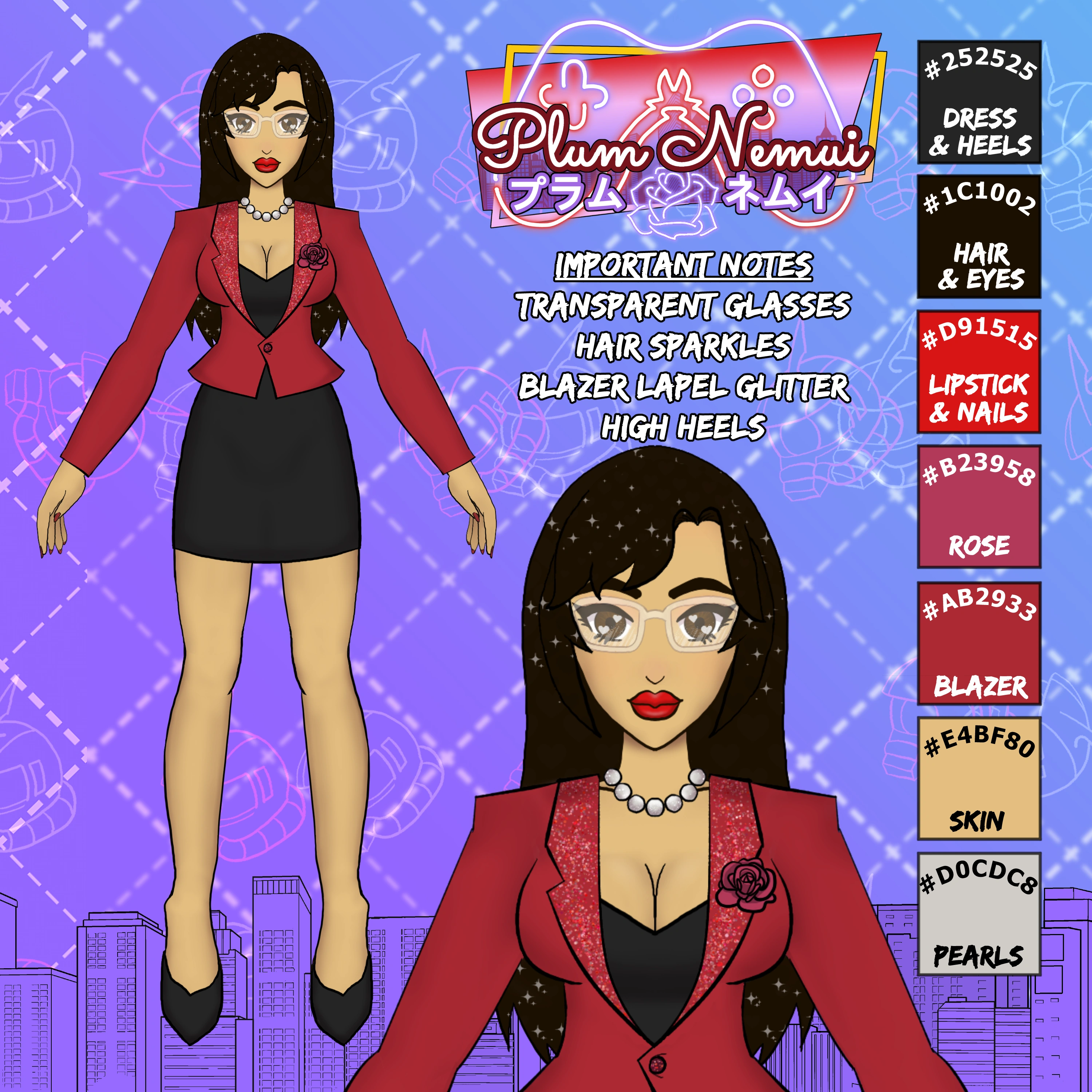 Plum's reference sheet including hex codes.