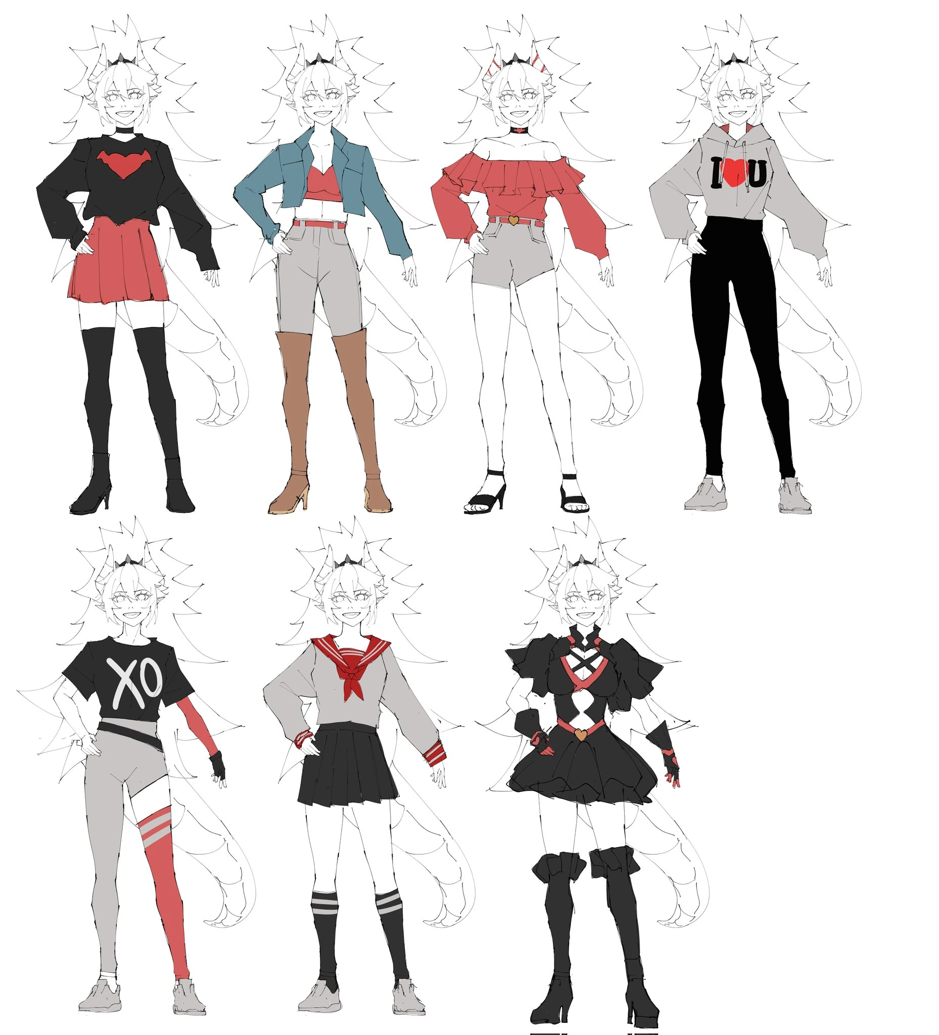 Zentreya Valentine outfit designs concept art by KuroiEnpitsu