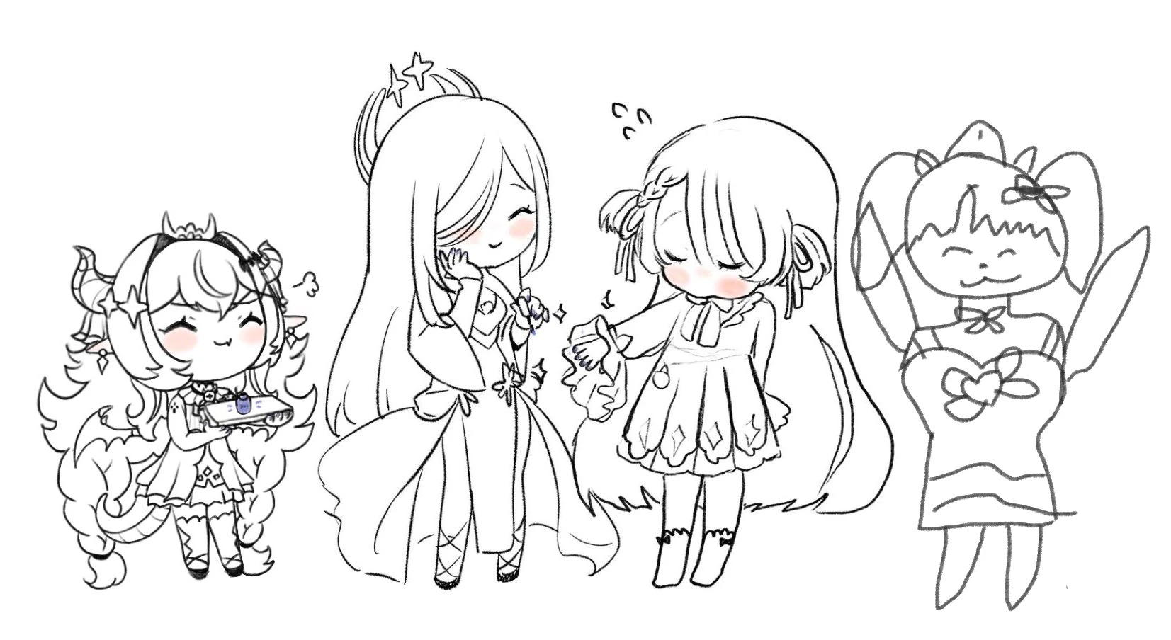 Suri Solari, Yurikago Kokone, Meeta, and Amoria