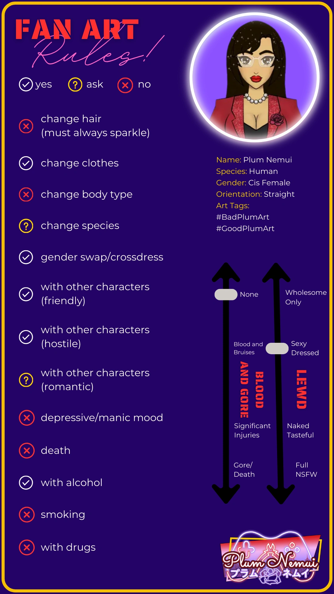 Fan art rules for drawing Plum.