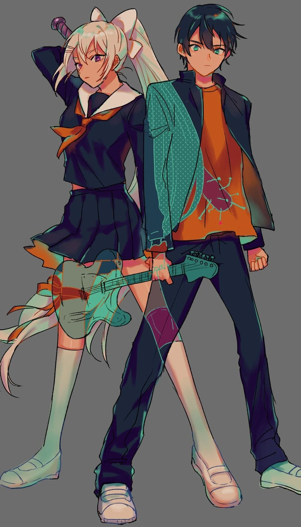 Yankee-gumi Toya and Kaede Illustration<br>by Suwada