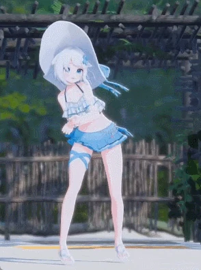 in a swimsuit