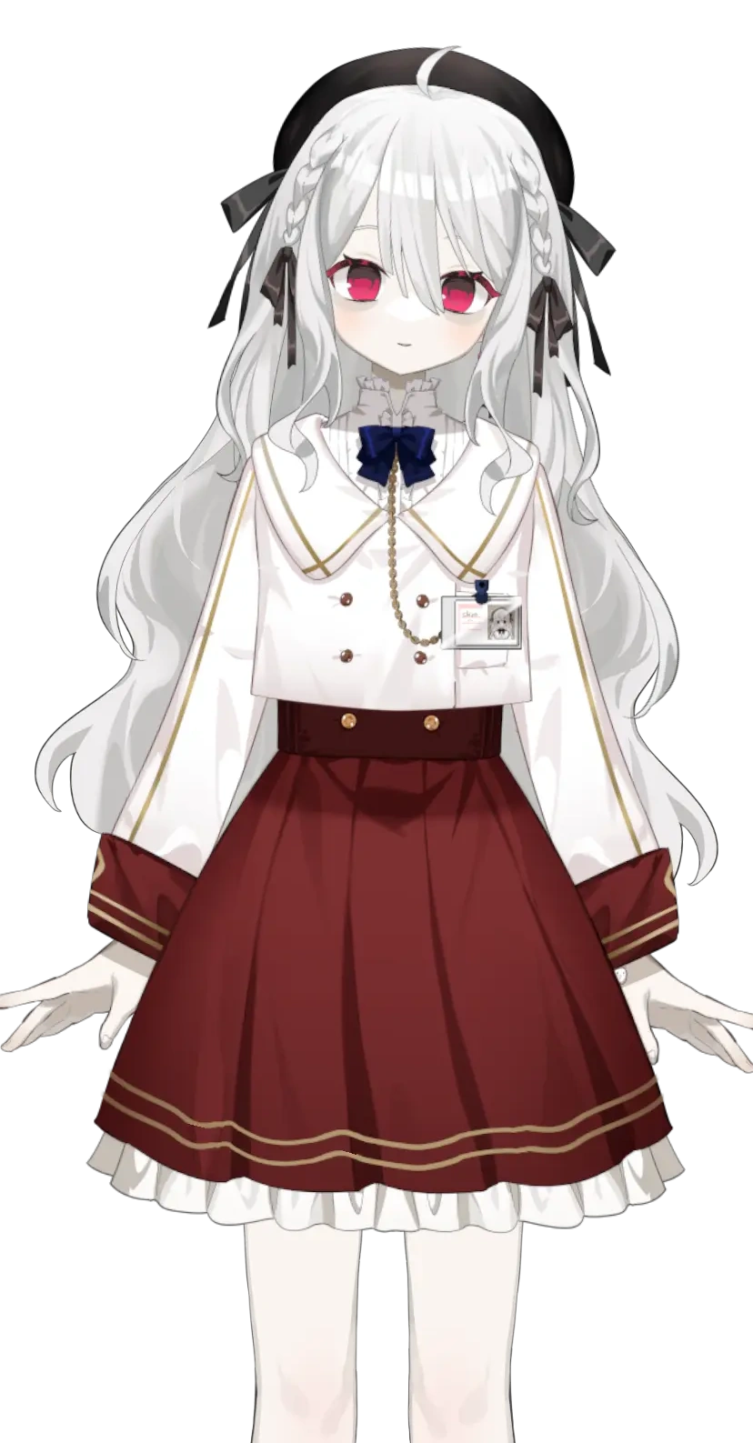 School Uniform With Long Wavy Hairstyle