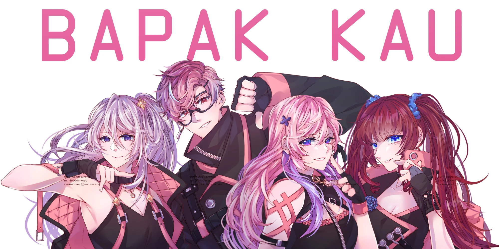 Pinkhue Bros ([[Stellaa]], [[Daem]], [[Tsuyu Hortenshia]] and Caerula Aki)<br>commission by [https://twitter.com/999Ykseo/status/1417072743128862722 Yaku Seo]