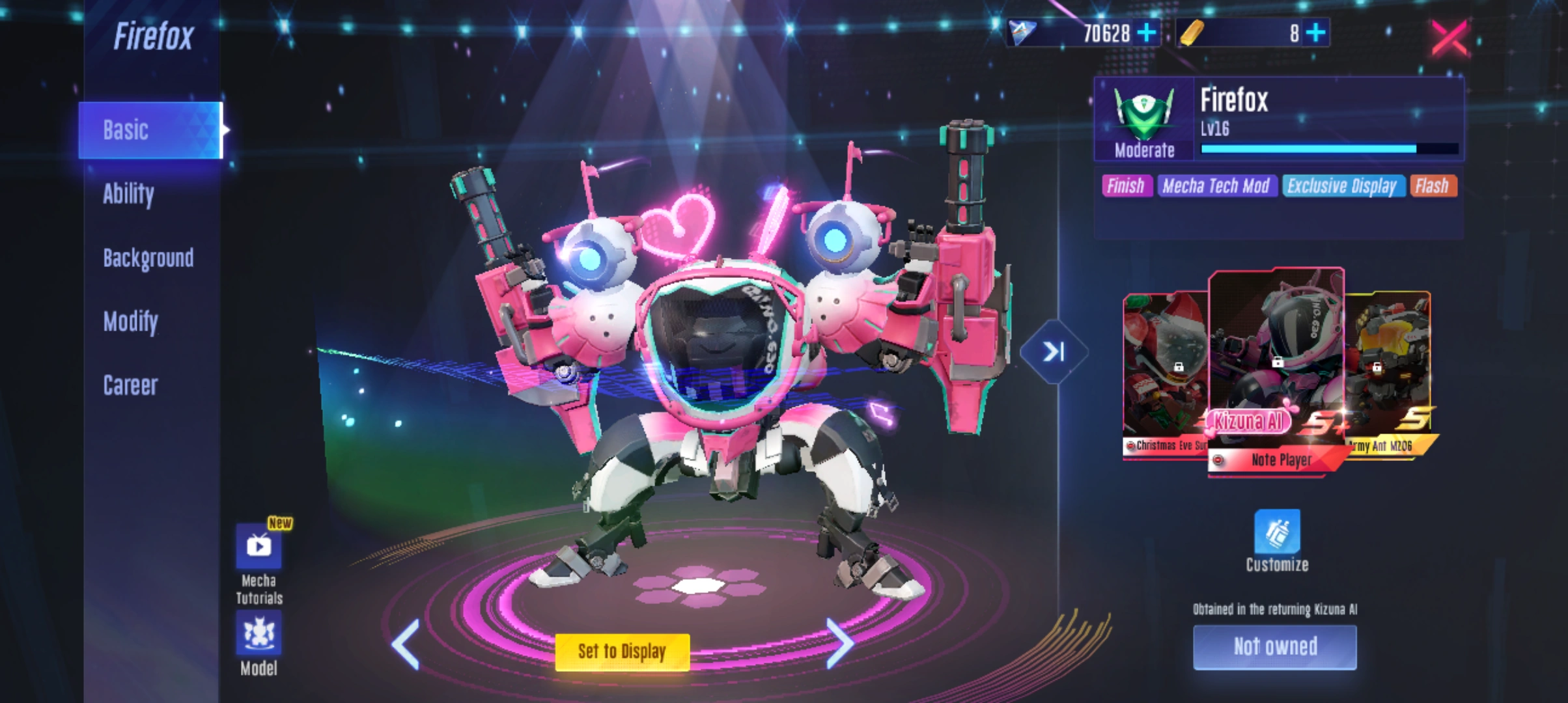 Kizuna Ai's custom Firefox from Super Mecha Champions, dancing