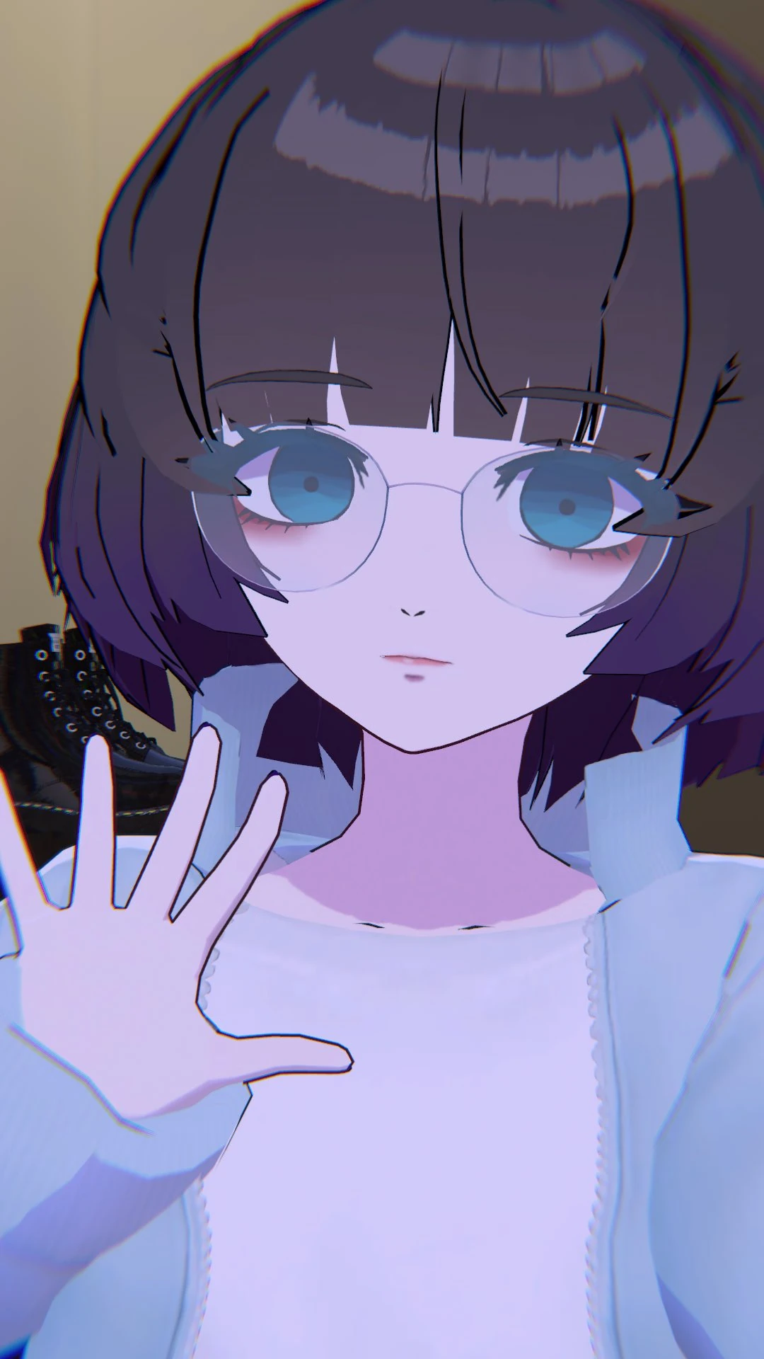 3D Blue Jacket with Glasses
