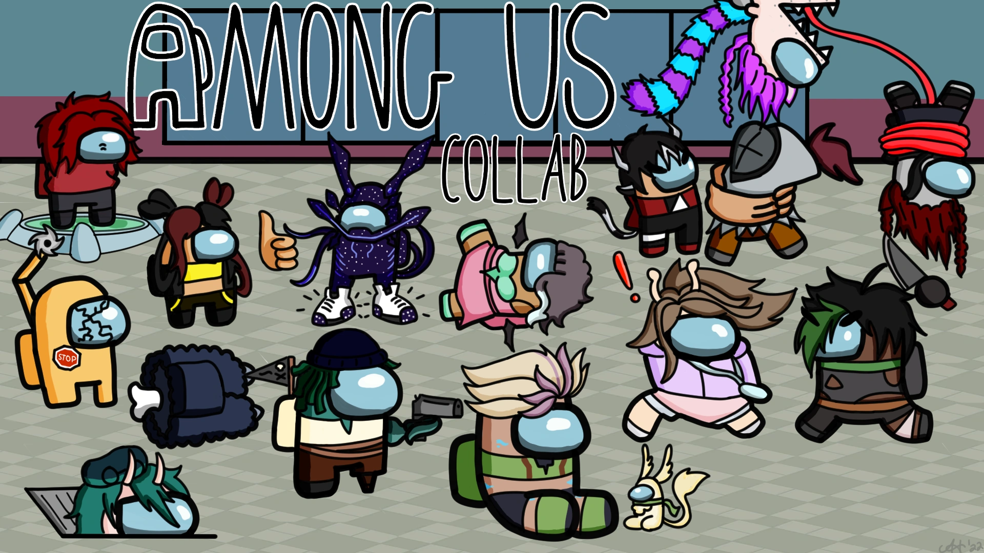 Promotional image for 15-person Among Us Collab stream