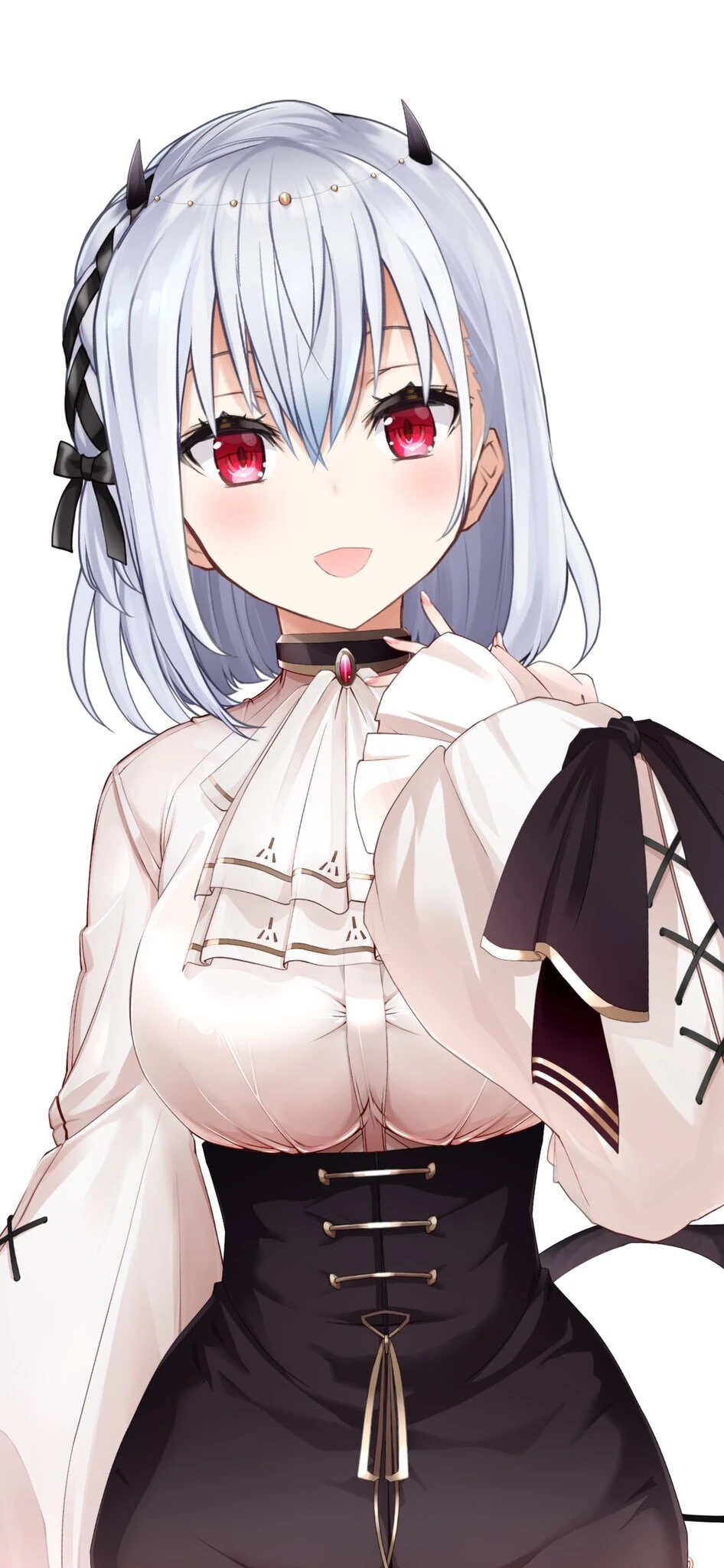 Devil Outfit With Braided Black Ribbon