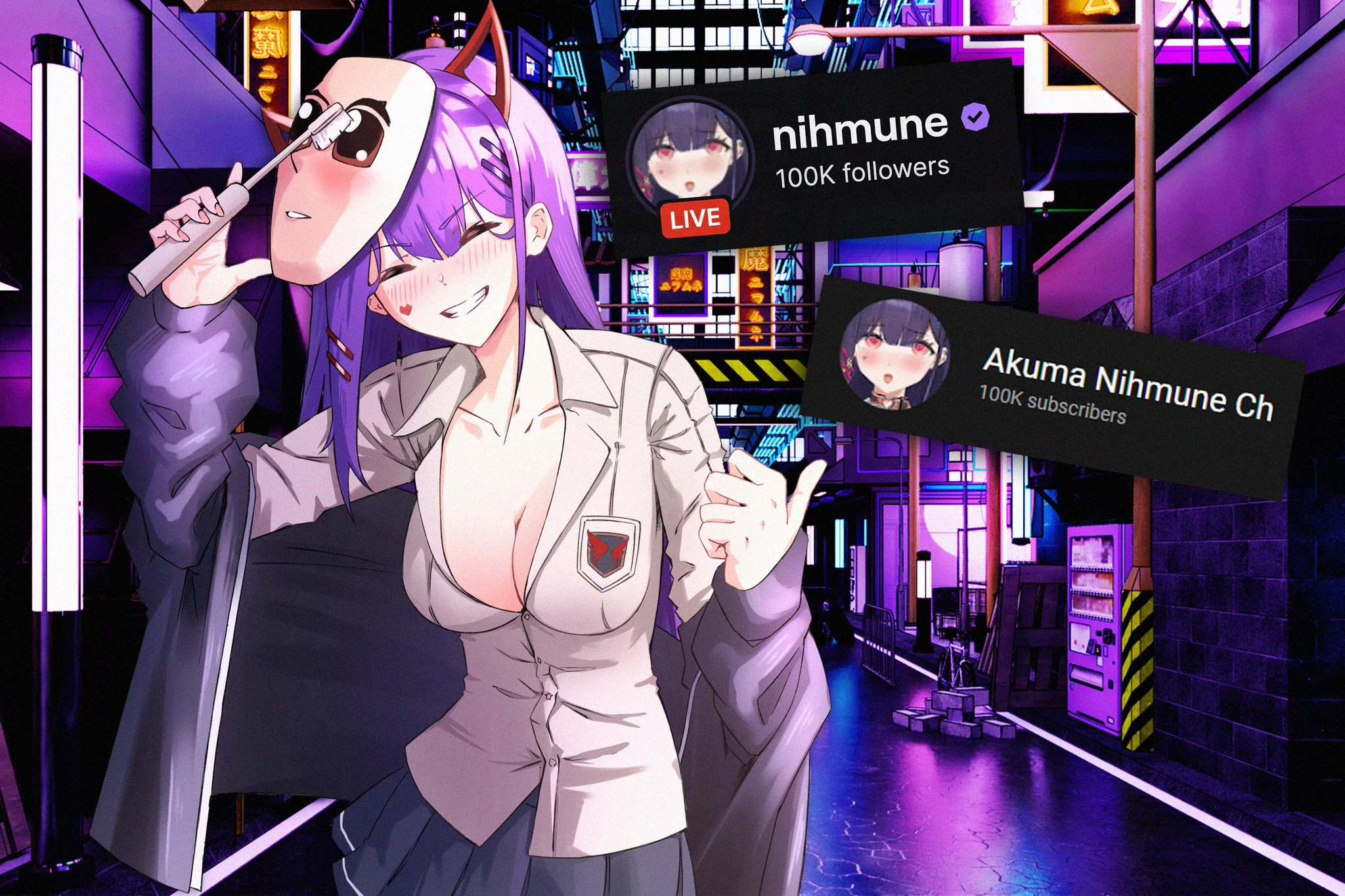 100K Subscribers Celebration Illustration<br>by KarasawaMiko