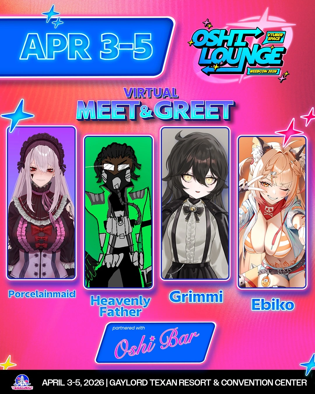 Oshi Lounge WEEBCON 2026 Porcelainmaid, Heavenly Father, Grimmi and Ebiko