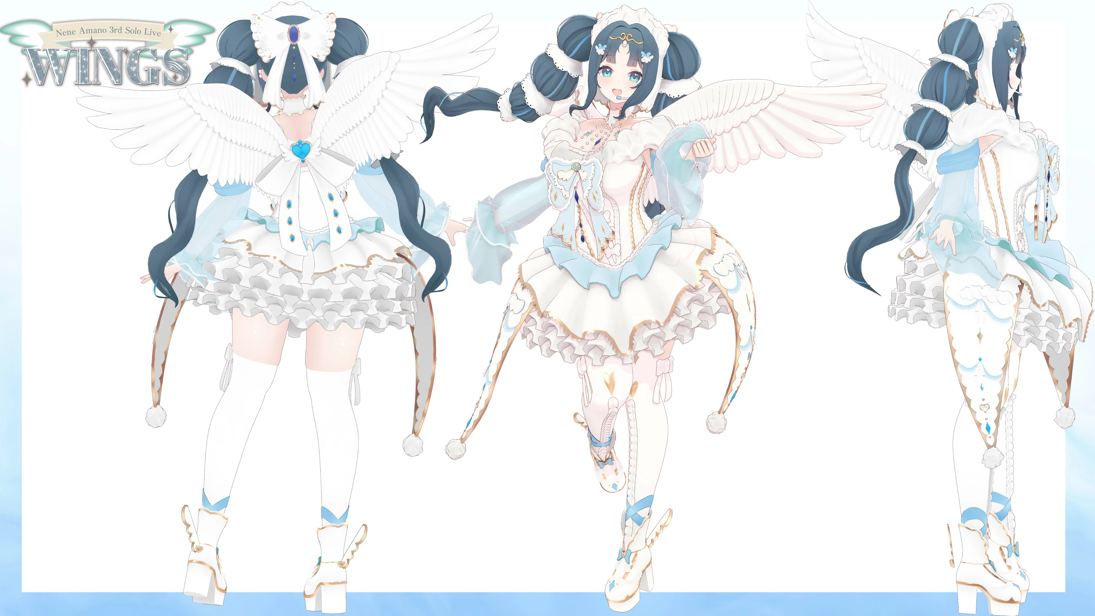 3D Idol Outfit: WINGS Reference. 2D design by Risa Abe.<ref>3D model by https://x.com/FGR_vr/status/2006543125750362619 FGR