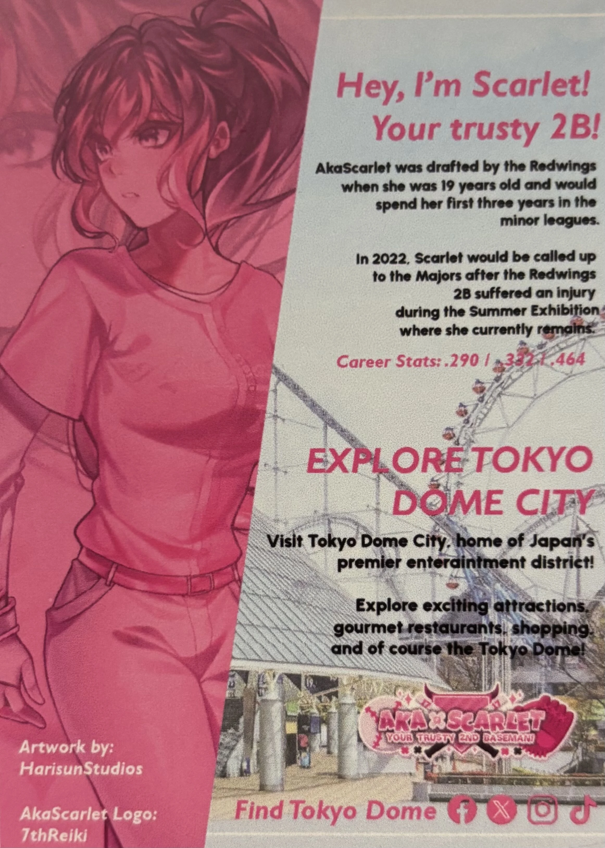 Tokyo Dome City Baseball Card<br>(back)