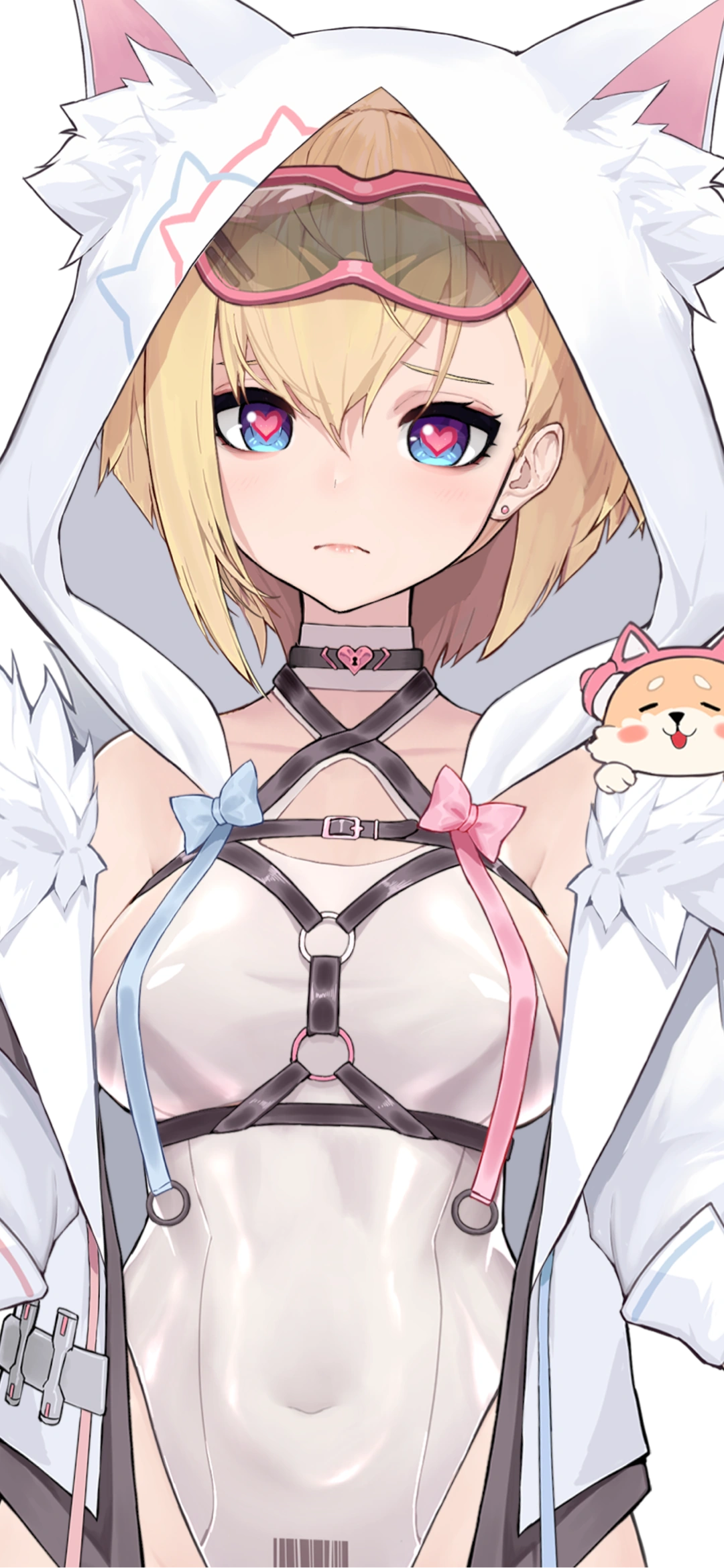 Winter Bodysuit With Bob Haircut and With Goggles on Forehead