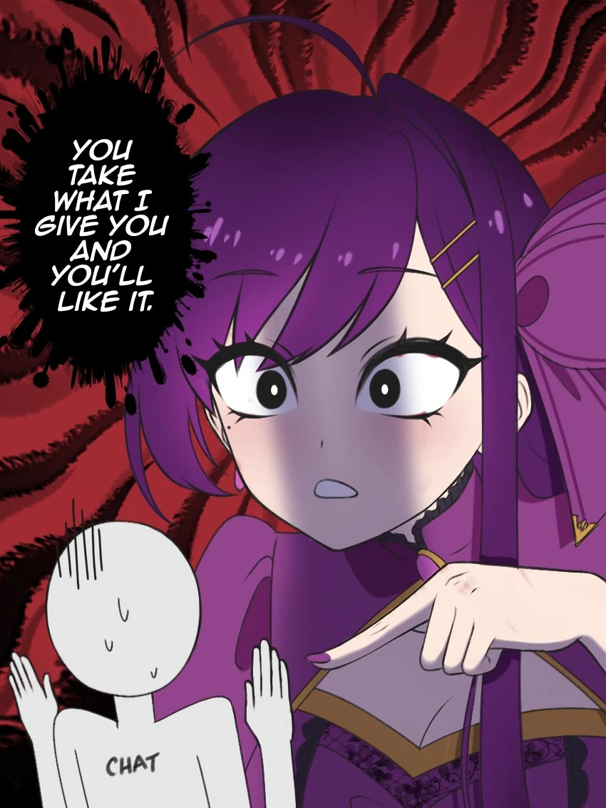 Enaria's self-portrait to politely ask chat to attend stream