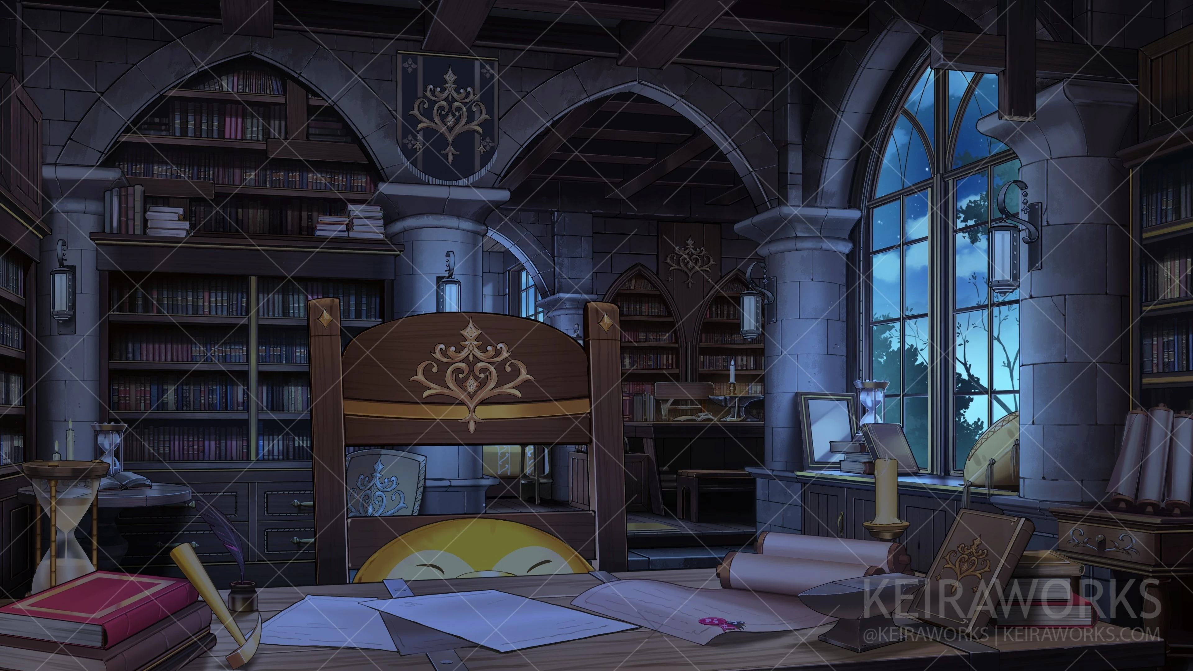 Medieval Library-Styled Room Background (All Lights Off) by Keira