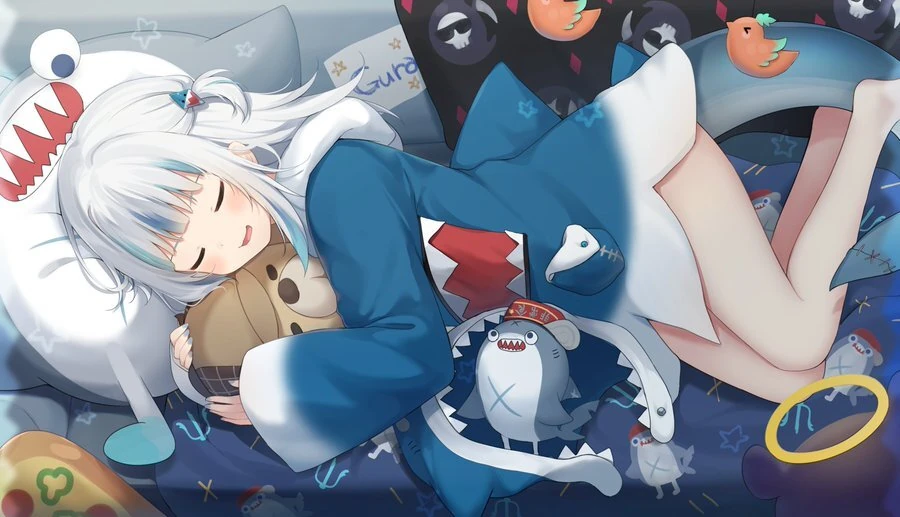 Gura Sleeping Illustration
