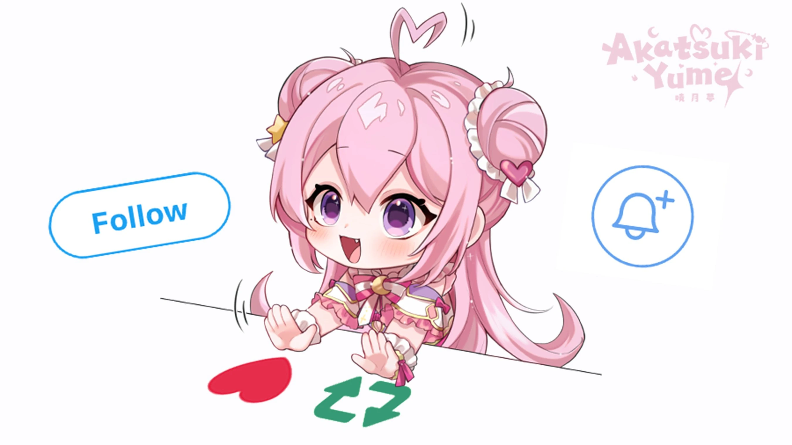 Chibi drawing with Yume pressing Retweet and Like