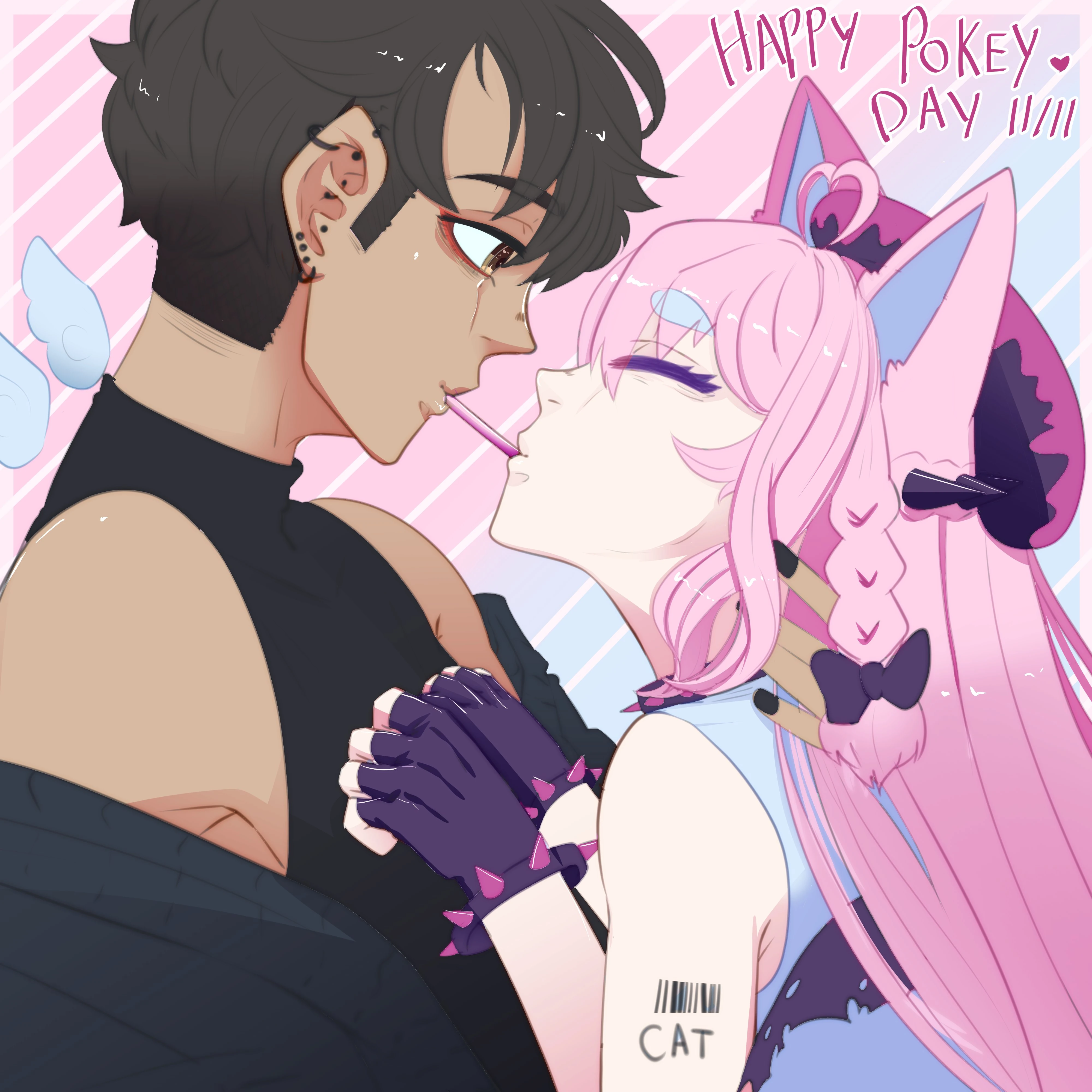 Snuffy and [[BlueBirdHay]] sharing Pocky<br>(by [[BlueBirdHay]])