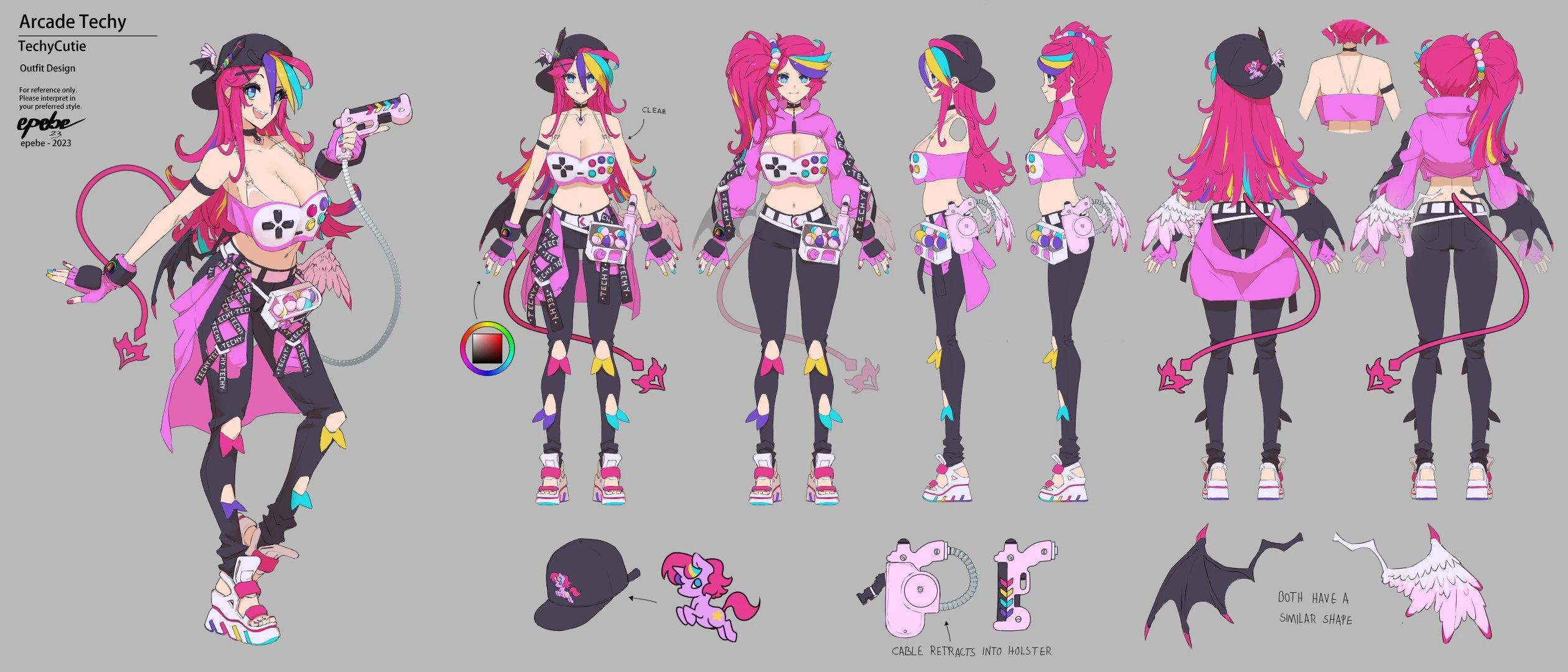 Arcade Outfit Reference Sheet by epebe