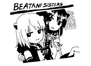 BEATANI SISTERS, Beatani's art for her merch, inspired by Sonic Youth's "Goo" cover art, featuring both black-and-white Beatani at the front and Chihiro at the back, with Beatani's "even though you're a NEET" lyrics printed on the right.