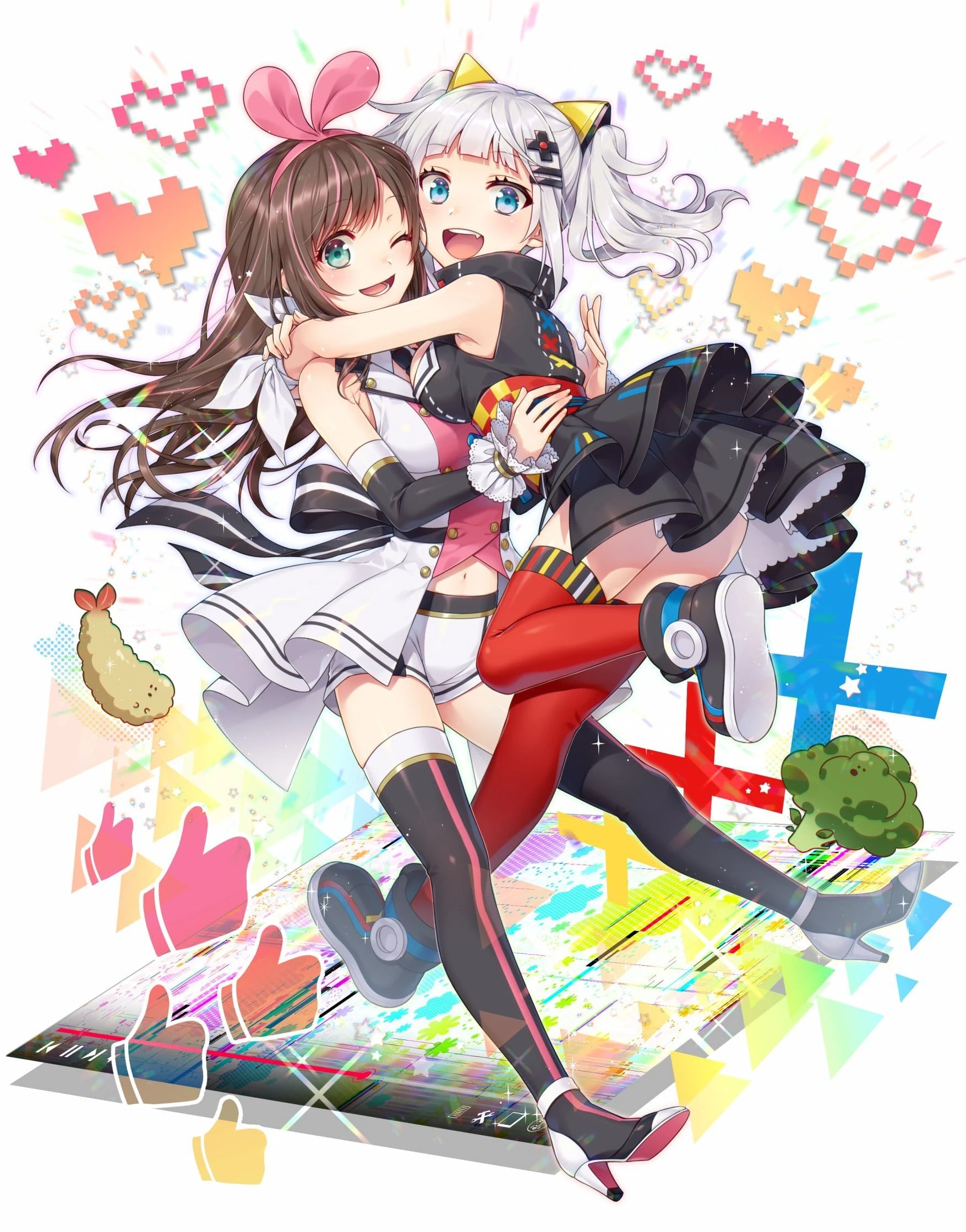 Kaguya Luna and Kizuna Ai by [https://twitter.com/yuzuki3se/status/1023534850060443648 Yuzuki Mise]