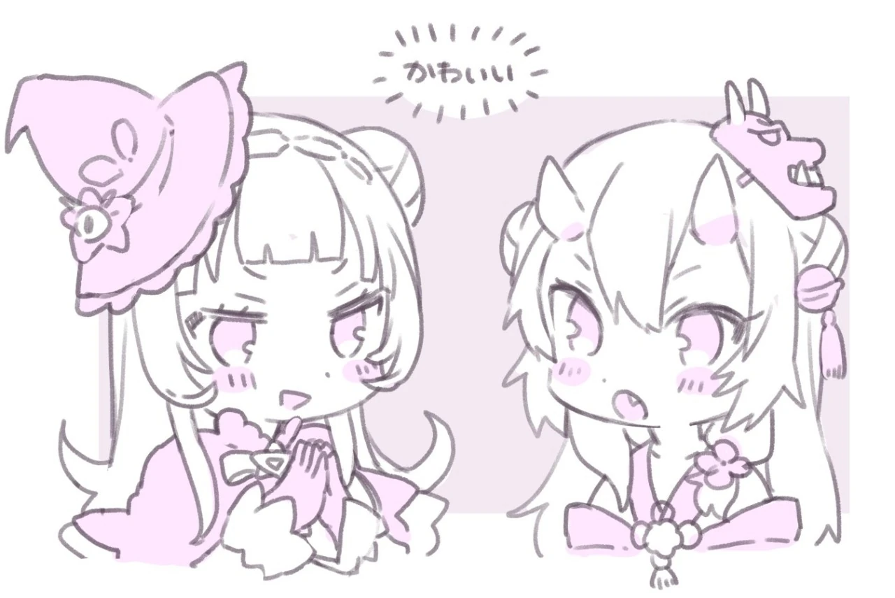 Murasaki Shion and Nakiri Ayame Sketch