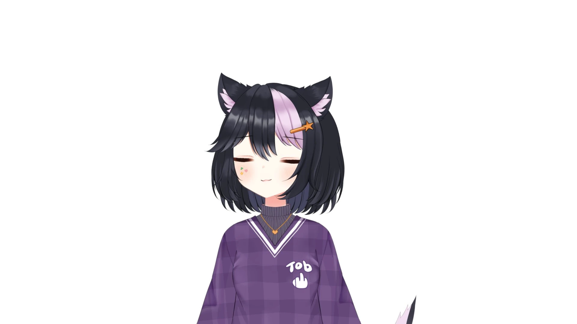 Tob with short hair.