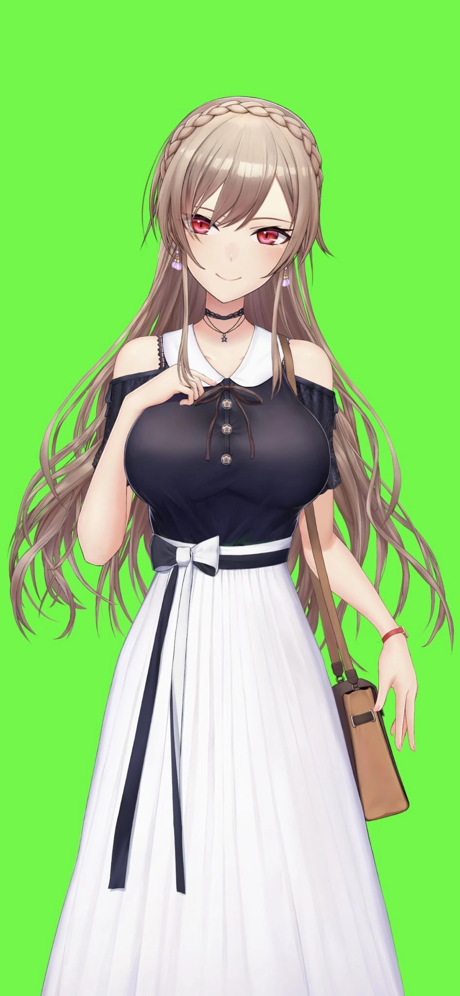 Summer Date Outfit With Braided Half-Up Hairstyle amd Without Haori